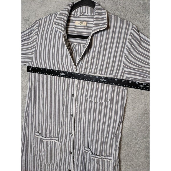 UGG Laura Striped Patch Pocket Nightshirt Size XS Long Sleeve Cotton Blend - Picture 6 of 8